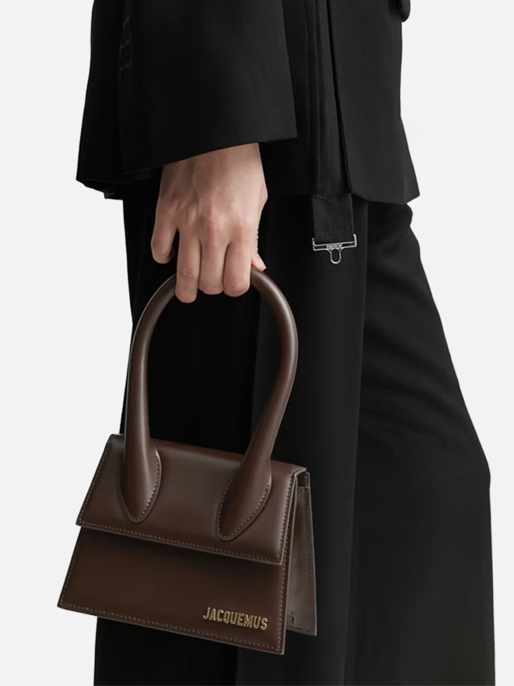 Jacquemus brown "Le Chiquito Moyen" top handle bag in calf leather